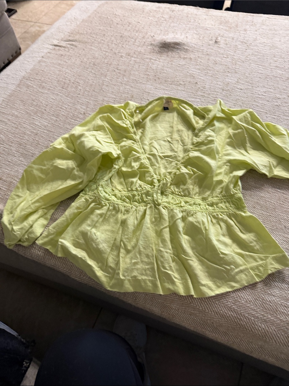 B8 Universal Thread Lime Green Peplum Long Sleeve Top